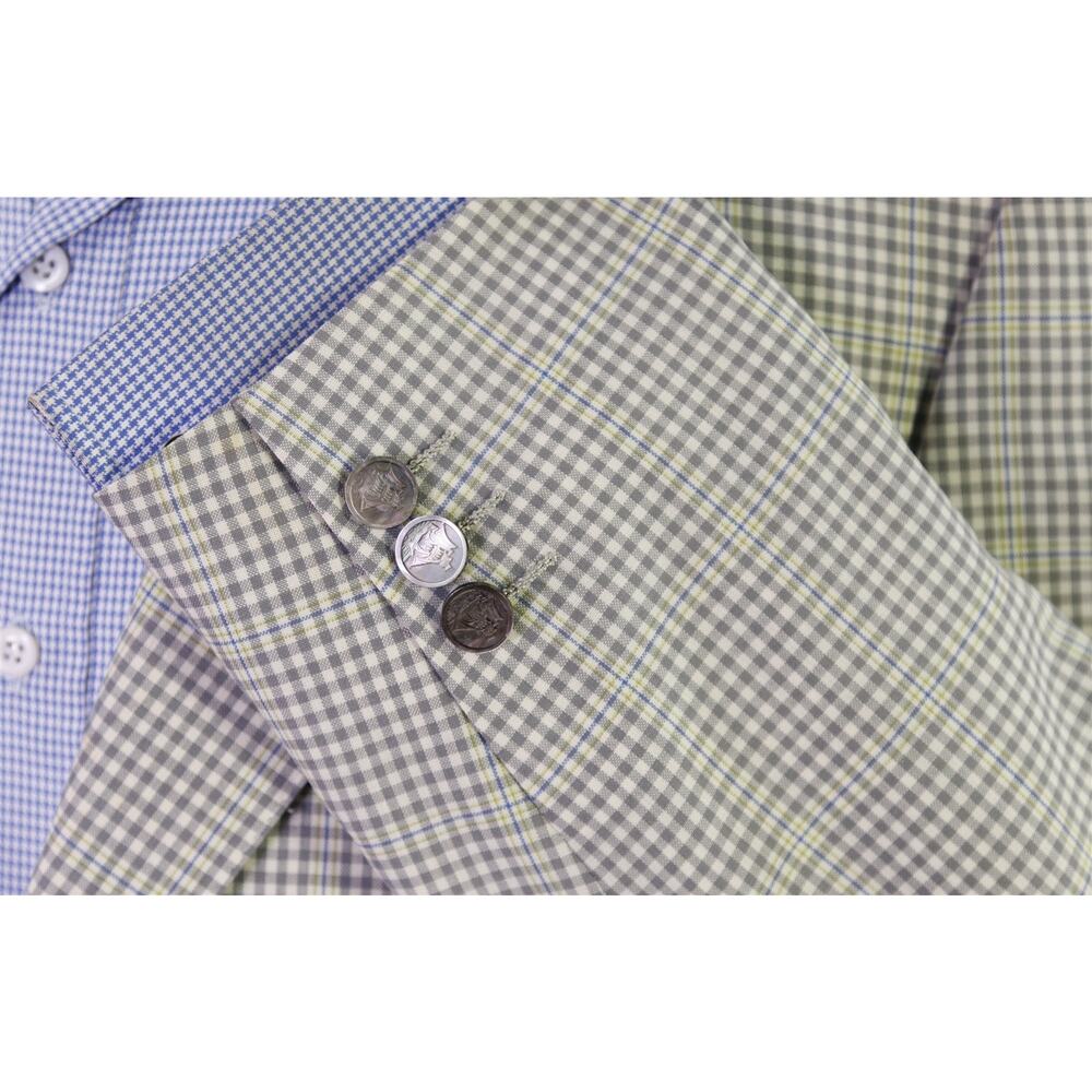 Hickey Freeman Gray Cream Gingham Check Lime Green Wool Sportcoat Blazer 40S - Picture 6 of 12